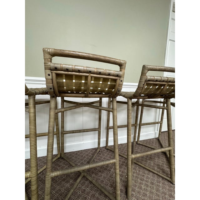 Baker / McGuire Steven Volpe Organic Rawhide Crin Bar Stools- Set of 4 For Sale In Greenville, SC - Image 6 of 12