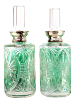 Acid-Etched Glass Liqueur Bottles with Silver Necks and Trims