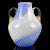 Beautiful vintage Murano hand blown white and blue ribbons Italian art glass flower vase. Documented to designer Dino...