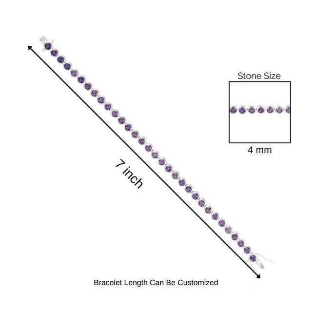 Handmade Round Cut Amethyst Gemstone Tennis Bracelet for Women For Sale - Image 10 of 12