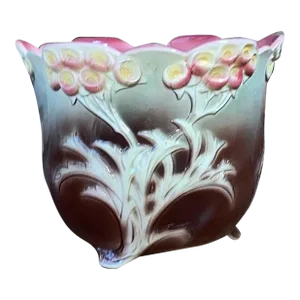 Majolica Flowers Cache Pot Keller & Guerin Saint Clement, Circa