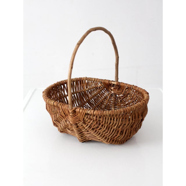 Vintage Wicker Gathering Basket For Sale - Image 9 of 14
