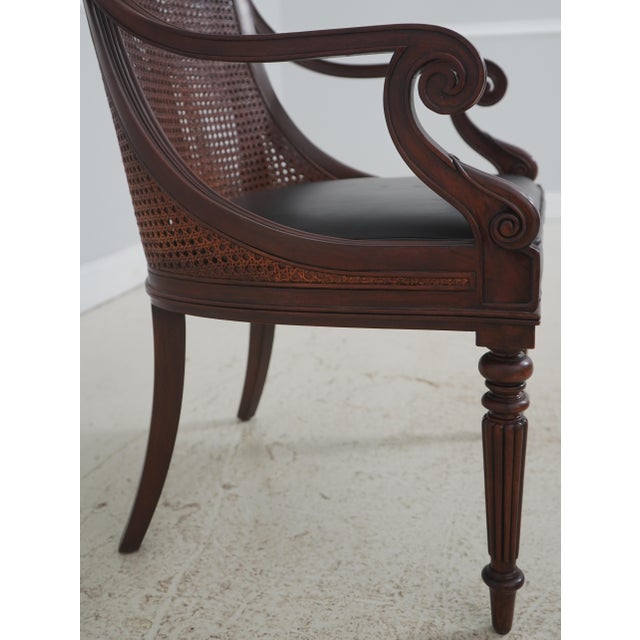 Black Theodore Alexander Regency Style Double Cane Back Leather Seat Chair For Sale - Image 8 of 18