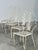 Overall height: 102 cm width: 60 cm depth: 47 cm seat height: 42 cm a rare and highly decorative set of six french wrought...