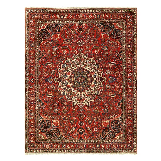 Persian Semi Vintage Bakhtiari Hand-Knotted Rug 9'6'' X 12'7'' For Sale - Image 10 of 10