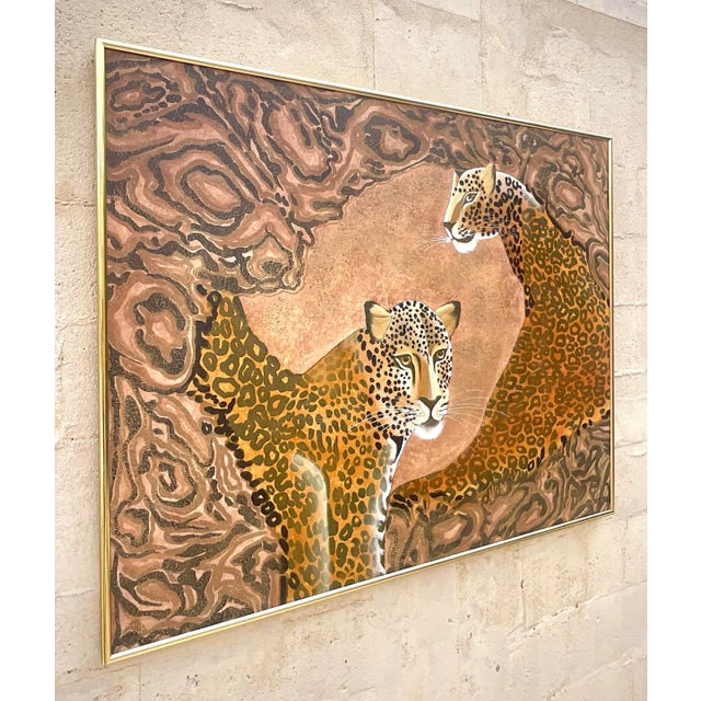 Vintage Boho Cheetah Original Oil Painting on Canvas For Sale - Image 10 of 11