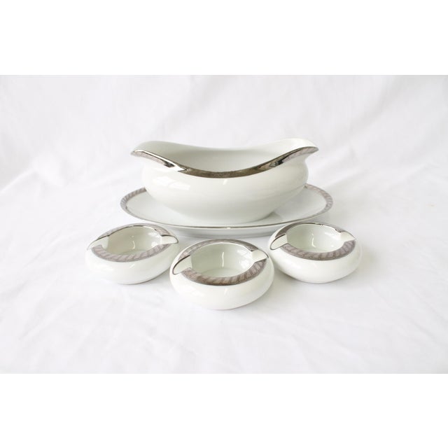 1925 MidCentury Modern Sone China Platinum Trim Dinner Service Set