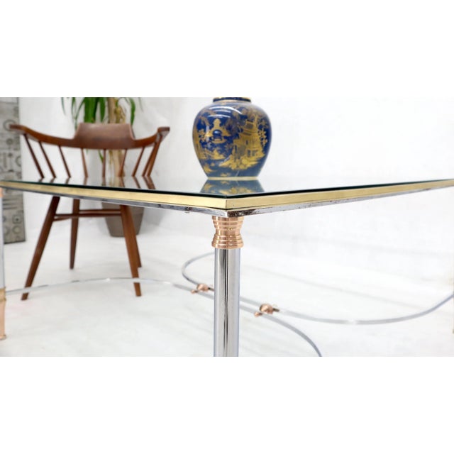 Metal Brass Chrome Glass & Copper Square Coffee Table Atr. to Jansen For Sale - Image 7 of 12