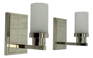 Pair of Marian Jamieson "Six of One" Nickel Wall Sconces With Frosted Glass