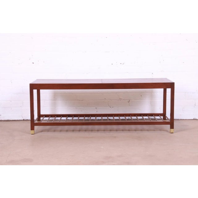 Baker Furniture MidCentury Modern Teak Slat Expanding Coffee Table