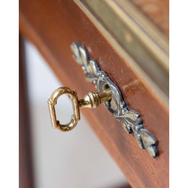 Mid 20th Century Louis XVI Style Writing Table in Walnut with Leather Top and Bronze Details For Sale - Image 12 of 13
