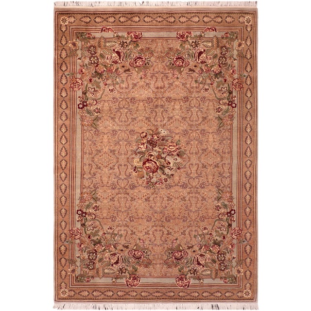 Shabby Chic 1990's Pak-Persian Taupe/Gold Wool Rug - 6'1'' X 9'7'' For Sale - Image 9 of 9