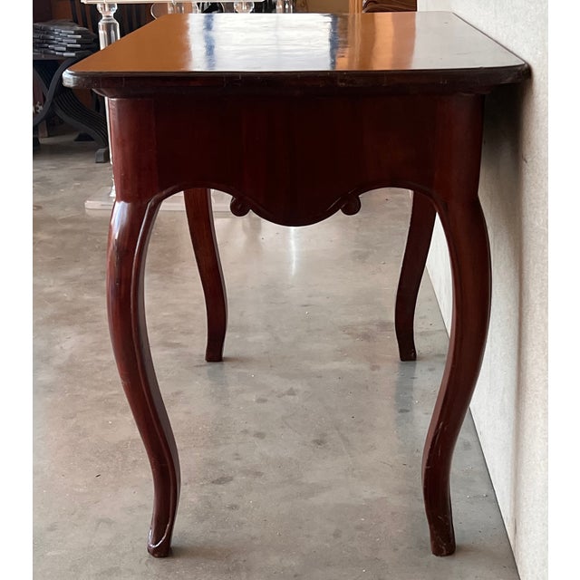 Late 19th Century 19th Spanish Walnut Drawer Side Table With Cabriole Legs For Sale - Image 5 of 11