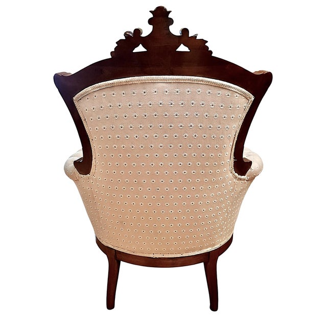 Wood Antique “His” & “Hers” American Neo-Grec Upholstered Chair Set For Sale - Image 7 of 15
