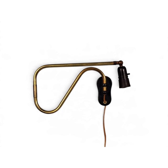 Voss Belysning, Articulating Wall Light, Paintated Brass, Metal, Denmark, 1950s For Sale - Image 10 of 15