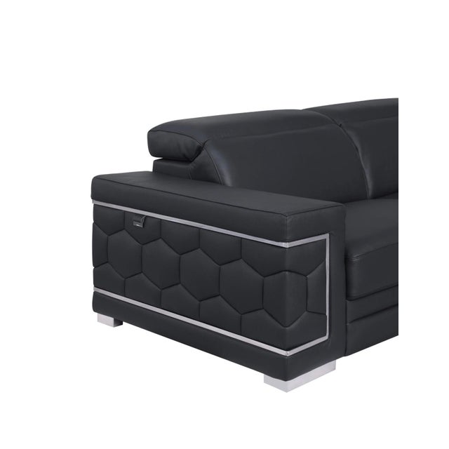 Contemporary Favo Black Leather Match Sectional Sofa For Sale - Image 3 of 5