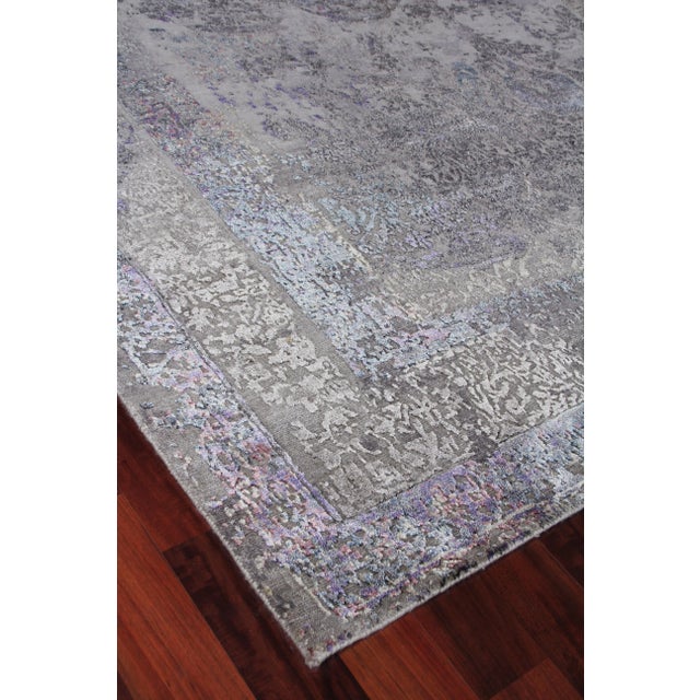 Textile Jordan Charcoal/Purple Hand knotted Wool/Viscose/Cotton Area Rug - 9'x12' For Sale - Image 7 of 9