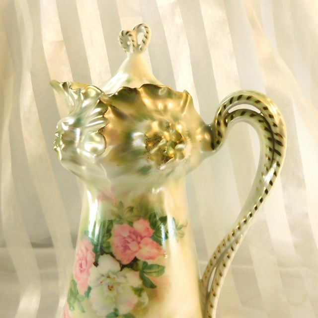 Contemporary 1900s Reinhold Schlegemilch Pink Floral Chocolate Pot For Sale - Image 3 of 9