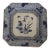Antique Japanese Blue and White Octagonal Plate With Floral Design For Sale