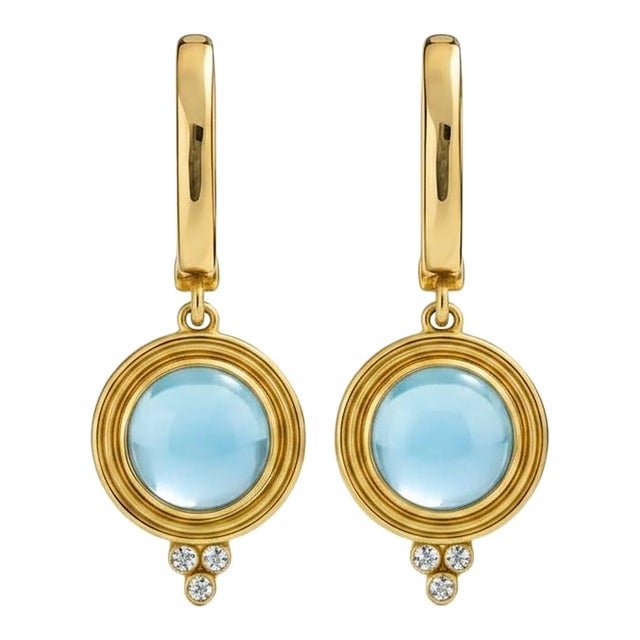 Vintage Inspired Blue Topaz and Colorless Topaz Drop Earrings Silver, Gold, A Pair For Sale