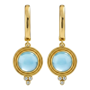 Vintage Inspired Blue Topaz and Colorless Topaz Drop Earrings Silver, Gold, A Pair