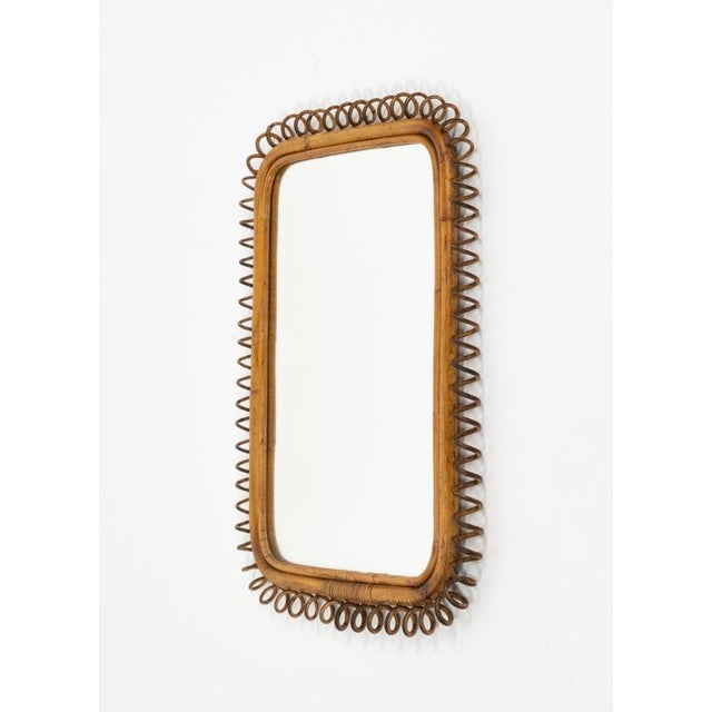 Mid-Century Modern Rattan and Bamboo Wall Mirror by Franco Albini, Italy, 1960s For Sale - Image 6 of 12