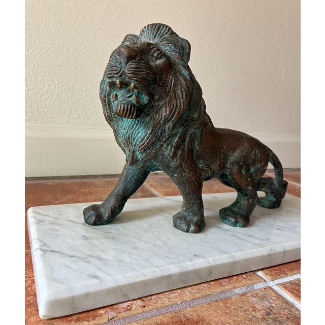 Neoclassical Bronze Lion Statue For Sale - Image 3 of 11