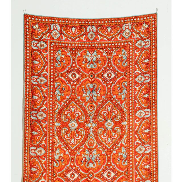 Vintage Paisley Silk Oblong Scarf in Orange colors For Sale - Image 4 of 12