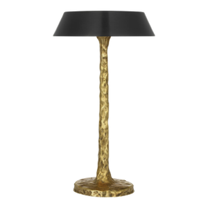 Ian K. Fowler by Visual Comfort Signature Ilosi 12" Sculpted Rechargeable Table Lamp in Hand-Rubbed Antique Brass with Bronze Shade
