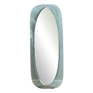 Vintage Oval Beveled Glass Mirror from Fontana Arte, 1970s For Sale