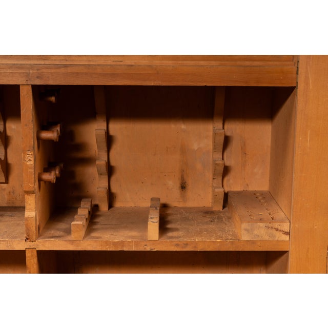 Wood Antique Birch Machine Tooling Cabinet For Sale - Image 7 of 15