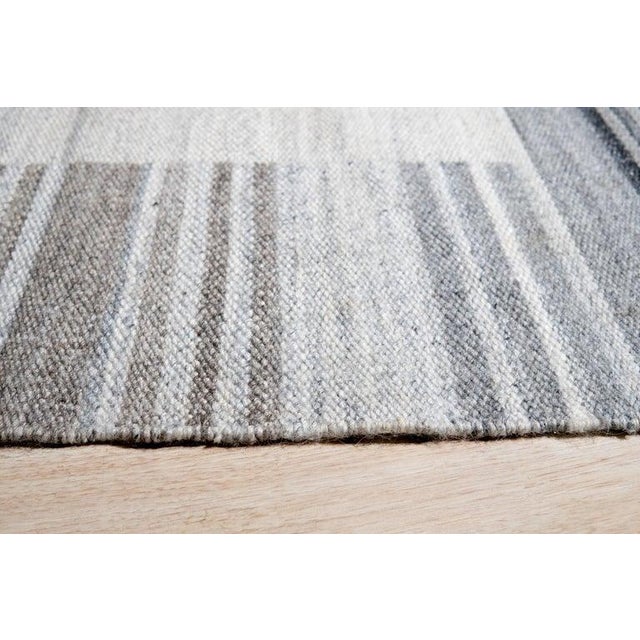 2020s 6x9 Gray Handwoven Wool Viscose Subtle Banding Geometric Modern Carpet Rug For Sale - Image 5 of 11