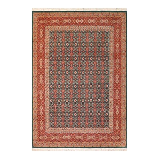 Shabby Chic 1990's Pak-Persian Green/Rust Wool Rug - 8'2'' X 10'3'' For Sale