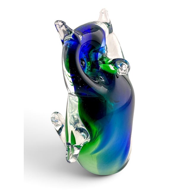 1970s Vintage 1970’s Italian Murano Art Glass Owl Figurine Paperweight For Sale - Image 5 of 6