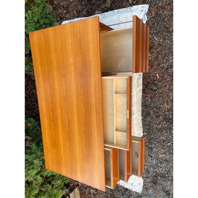 Mid 20th Century Danish Mid Century Modern Teak Executive Desk With Rear Bookcase For Sale In Seattle - Image 6 of 10