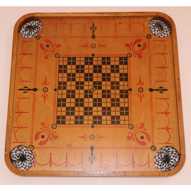 Antique Carrom Large Wooden Game Board Double-Sided No. 1 Archarena Style (E) For Sale - Image 13 of 13