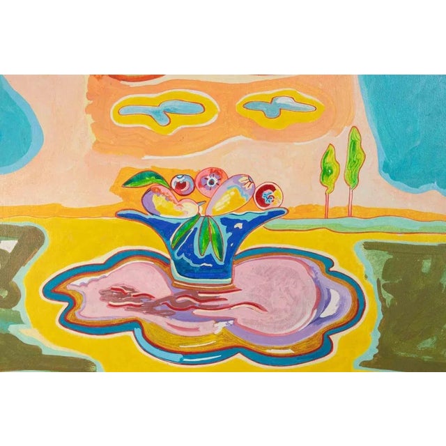 Oil on wooden table realized by Luciano Schifano (1943) in 1987. Hand signed, titled and dated. Very Good condition. This...