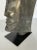 Stylish Modern Dark Gray Marble Profile Sculpture, black metal stand, showroom floor sample