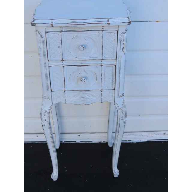 French Early 1900s Shabby Chic Distressed Painted Nightstand Side End Table 6401 For Sale - Image 10 of 11
