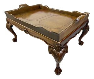 Vintage Leather Galley Tray Coffee Table After Ralph Lauren