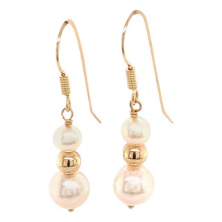 Akoya Pearl Earrings 14 Karat Gold Certified For Sale
