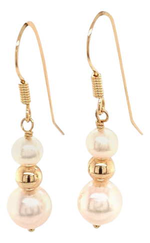 Akoya Pearl Earrings 14 Karat Gold Certified