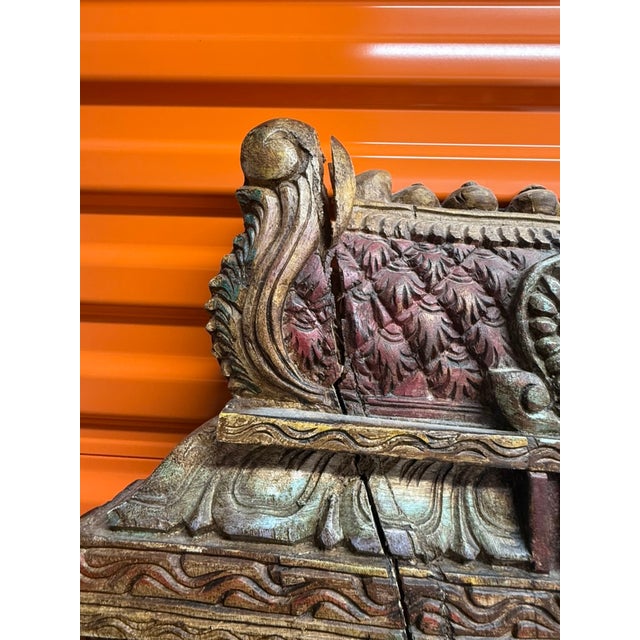 Grand 6ft Custom Architectural Hand-Carved Hardwood Temple Panels - Pair For Sale - Image 13 of 18
