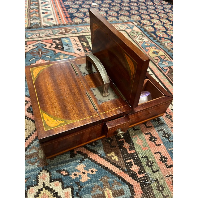 American Rare 19th-Century Antique American Mahogany Inlaid Compartment Box For Sale - Image 3 of 10
