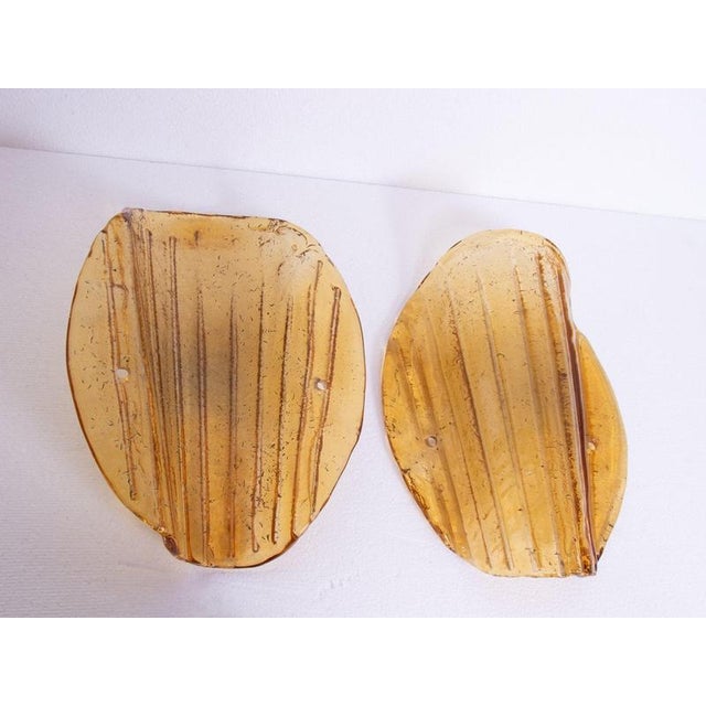 Amber Murano Wall Sconces Glass and Brass by J. T. Kalmar, Austria 1960s, Set of 2 For Sale - Image 9 of 11