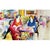 This original watercolor features a lively café scene with elegantly dressed figures gathered around tea tables, rendered...