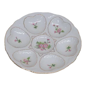 Limoges France Porcelain Floral Heart Shaped Divided Oyster Serving Plate