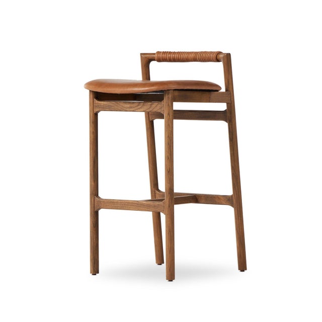 Contemporary Four Hands Baden Bar Stool, Haven Tobacco Leather For Sale - Image 3 of 12