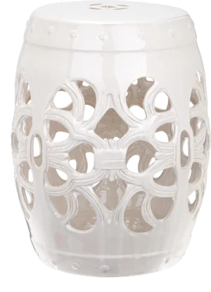 Vine Garden Stool in White