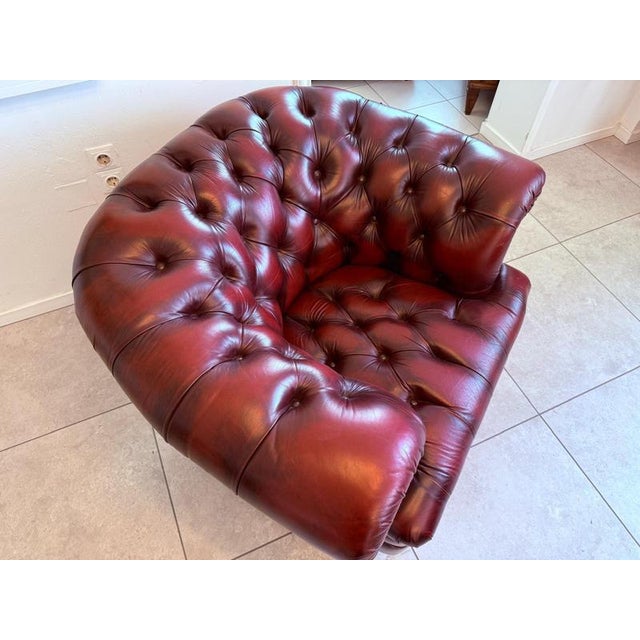 Oxblood Red Chesterfield Club Lounge Chair For Sale - Image 6 of 12